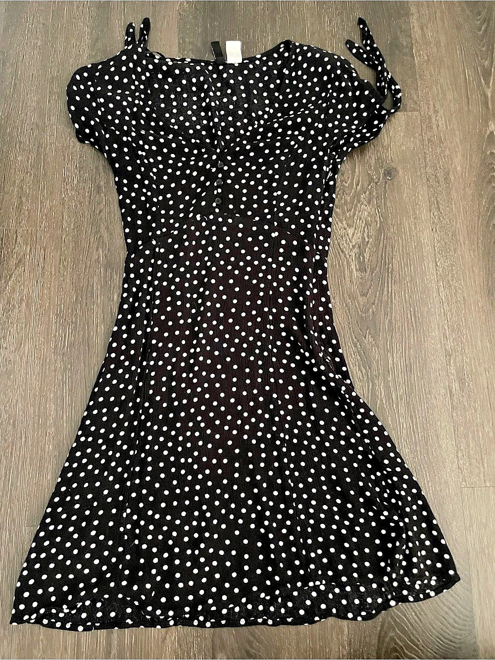 H&M Polka Dot Mini Dress in Black & White Size Medium Like New